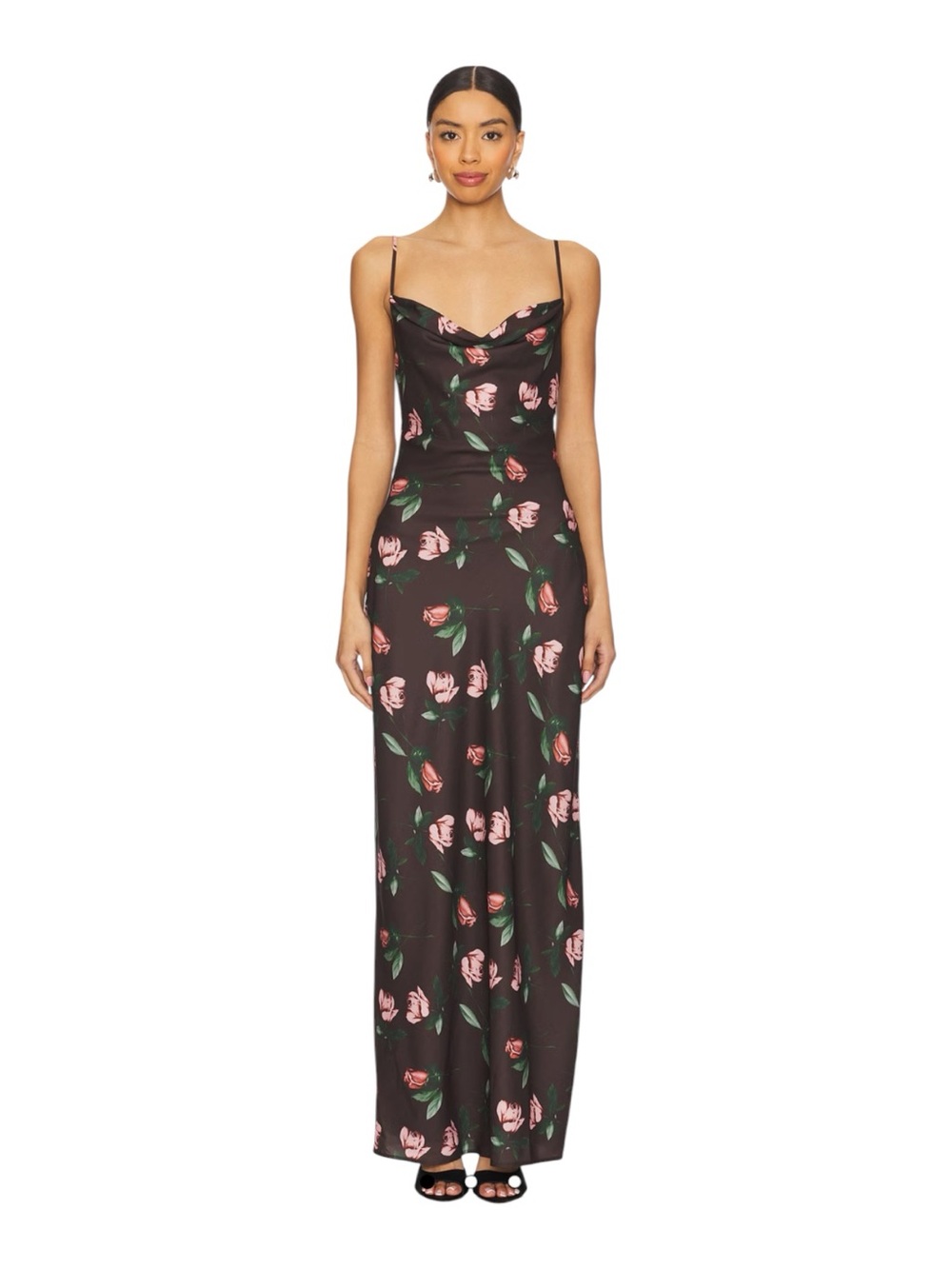 More To Come Desiree Brown Floral Maxi Dress Size Small